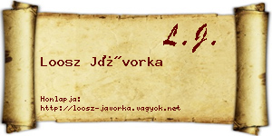 Loosz Jávorka névjegykártya